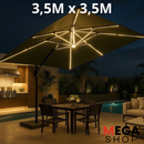 Ombrelone Gold Led Aluminio Reforzado 3,5x3,5 con Base Pesada 100L – Estilo y Protección Solar Total