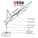 Ombrelone Gold Led Aluminio Reforzado 3,5x3,5 con Base Pesada 100L – Estilo y Protección Solar Total