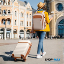 JUEGO DE EQUIPAJE DE MANO EN POLICARBONATO CON RUEDAS GIRATORIAS 360° – MALETA 20”, MOCHILA DE VIAJE Y NECESER CON CERRADURA TSA