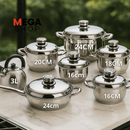 Juego de 6 ollas+ tetera en Acero Inoxidable Grado Quirurgico