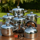 Juego de 6 ollas+ tetera en Acero Inoxidable Grado Quirurgico