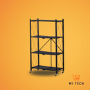 2 unidad Estantería Metálica Plegable con Ruedas –  Negro y Blanco